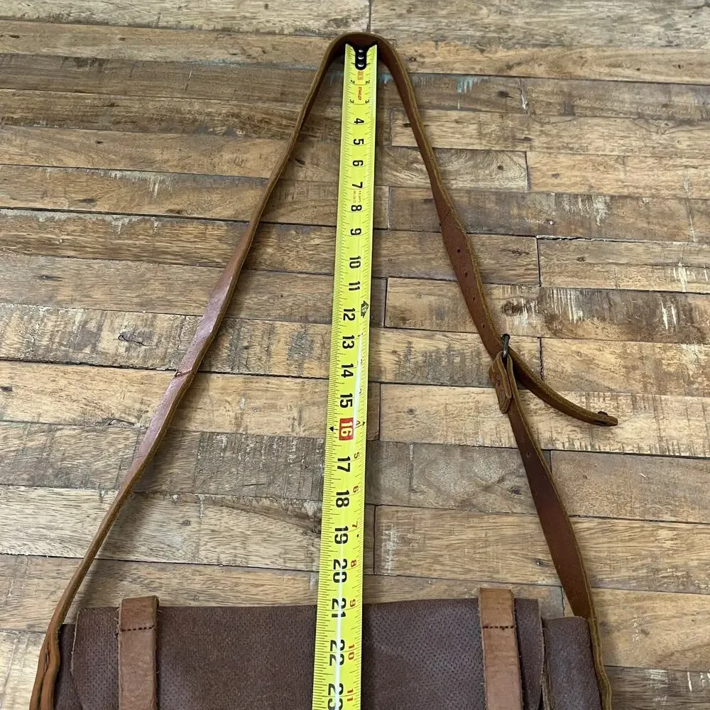 Vintage Style Leather Messenger Bag Handcrafted Adjustable Leather Strap Accent